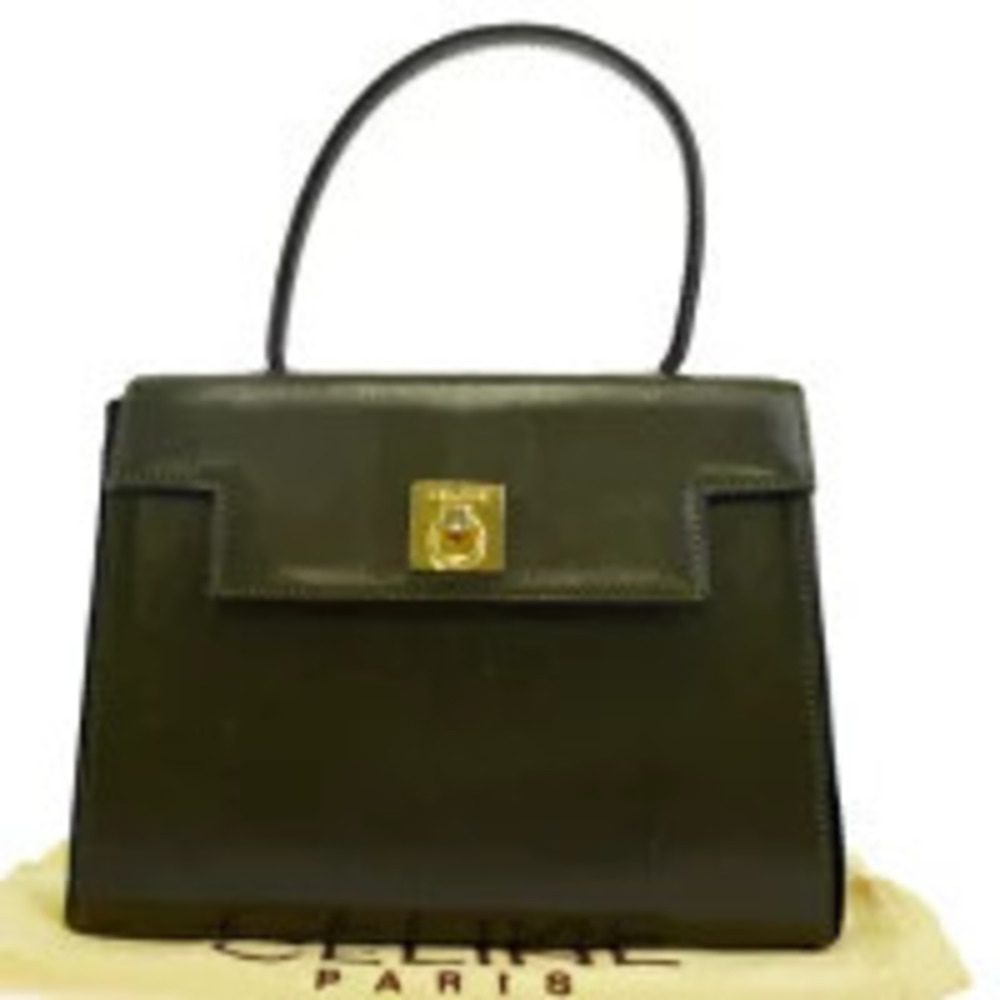 Celine Handbag Khaki Green Leather